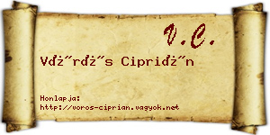 Vörös Ciprián névjegykártya